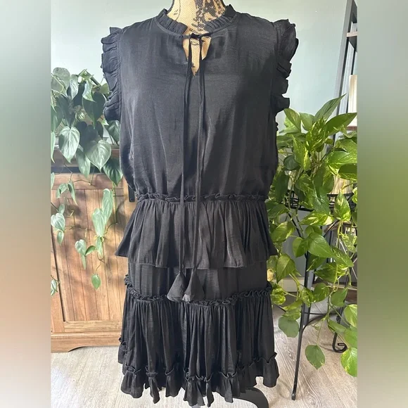 Sam Edelman Black Tiered Ruffle Minidress, size Medium. NWT. - Picture 5 of 6